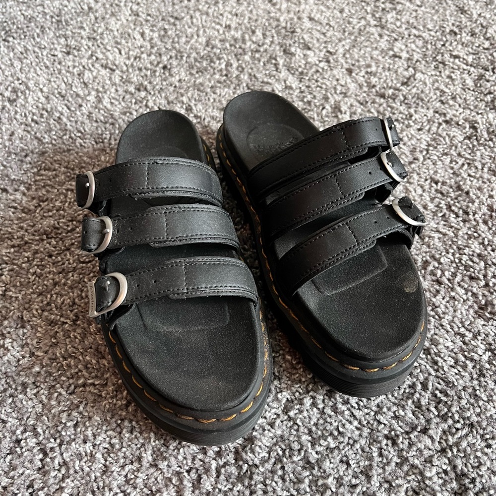 DR MARTENS Blaire Slide Platform Sandals in color black - women’s size 9